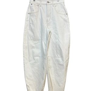GB Cream Distressed Barrel Jeans Size 7